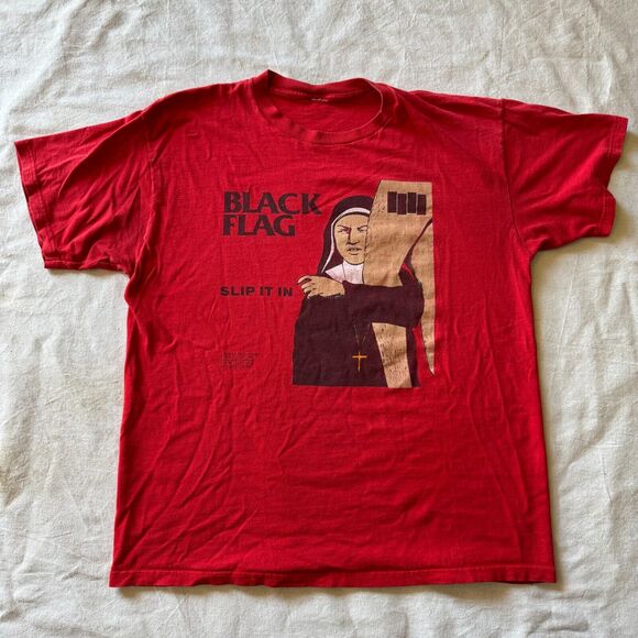 Vintage 2000s Black Flag Slip It In Punk Band SST Raymond Pettibon T-Shirt XL - Picture 1 of 5